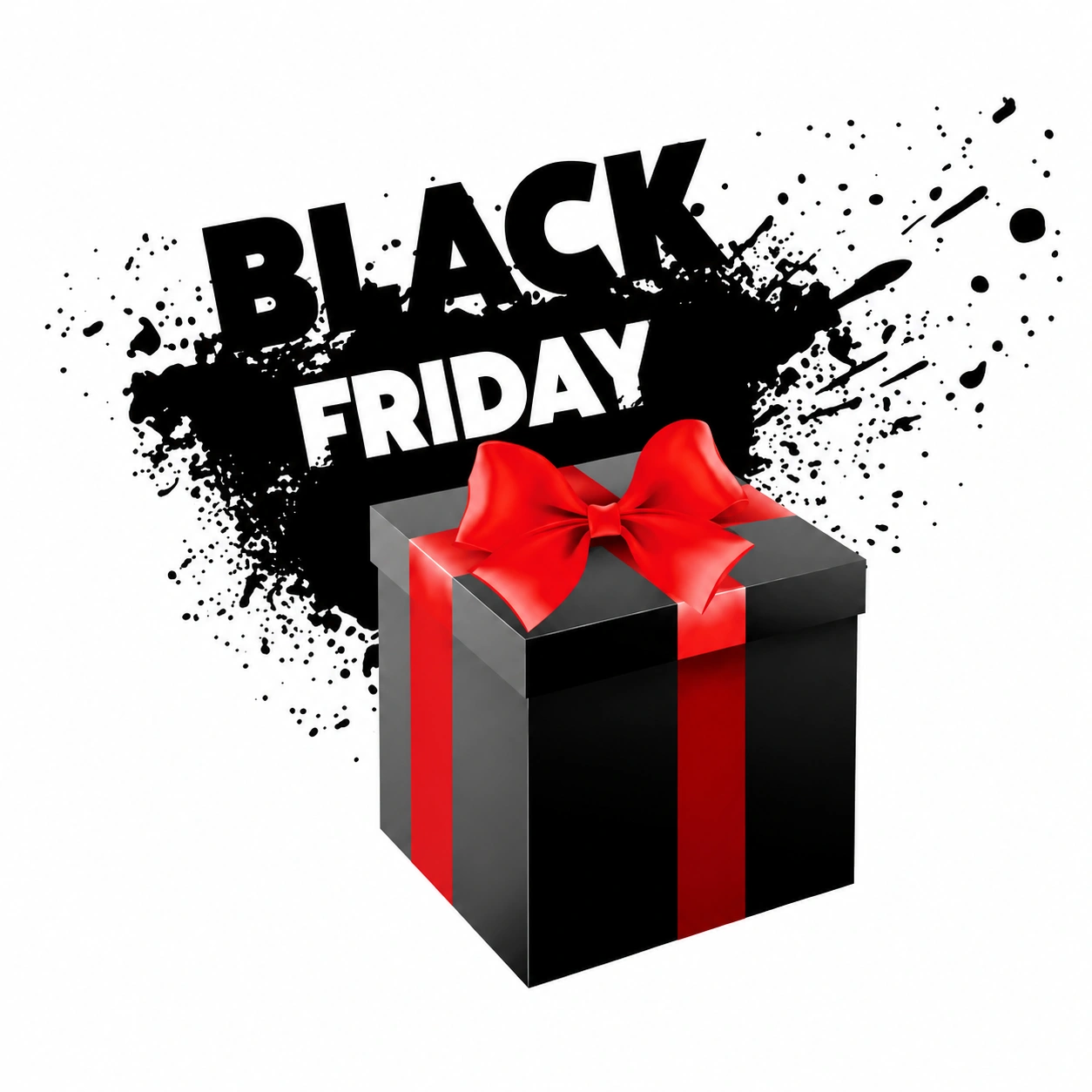 Black Friday sale graphic with present