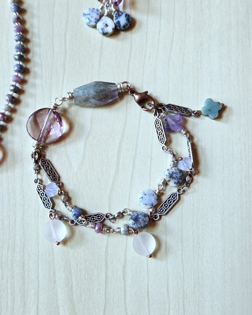 Mixed Gemstone Bracelet with Swarovski Crystals | An Autumn's Spell - Image 2