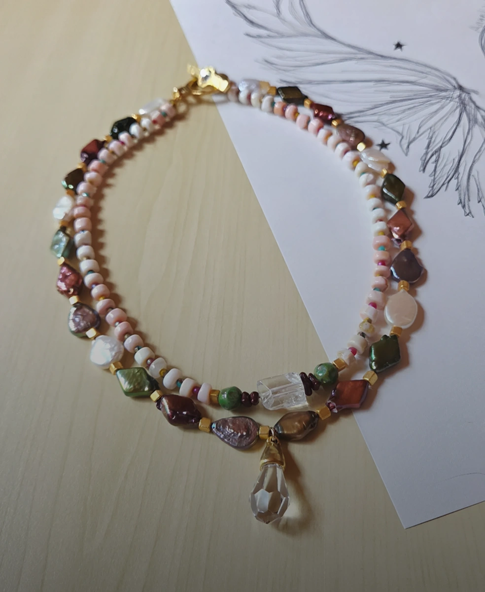 Colorful gemstone beaded necklace