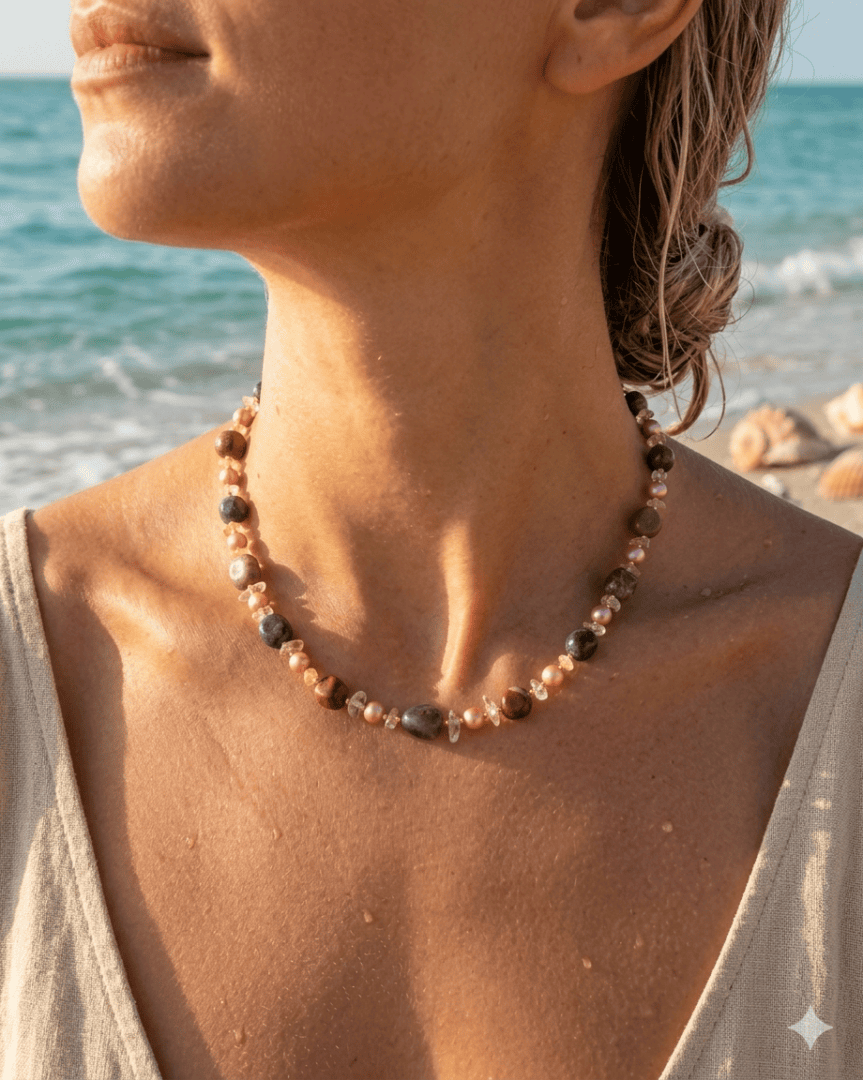 Handmade Ocean Jasper gemstone necklace