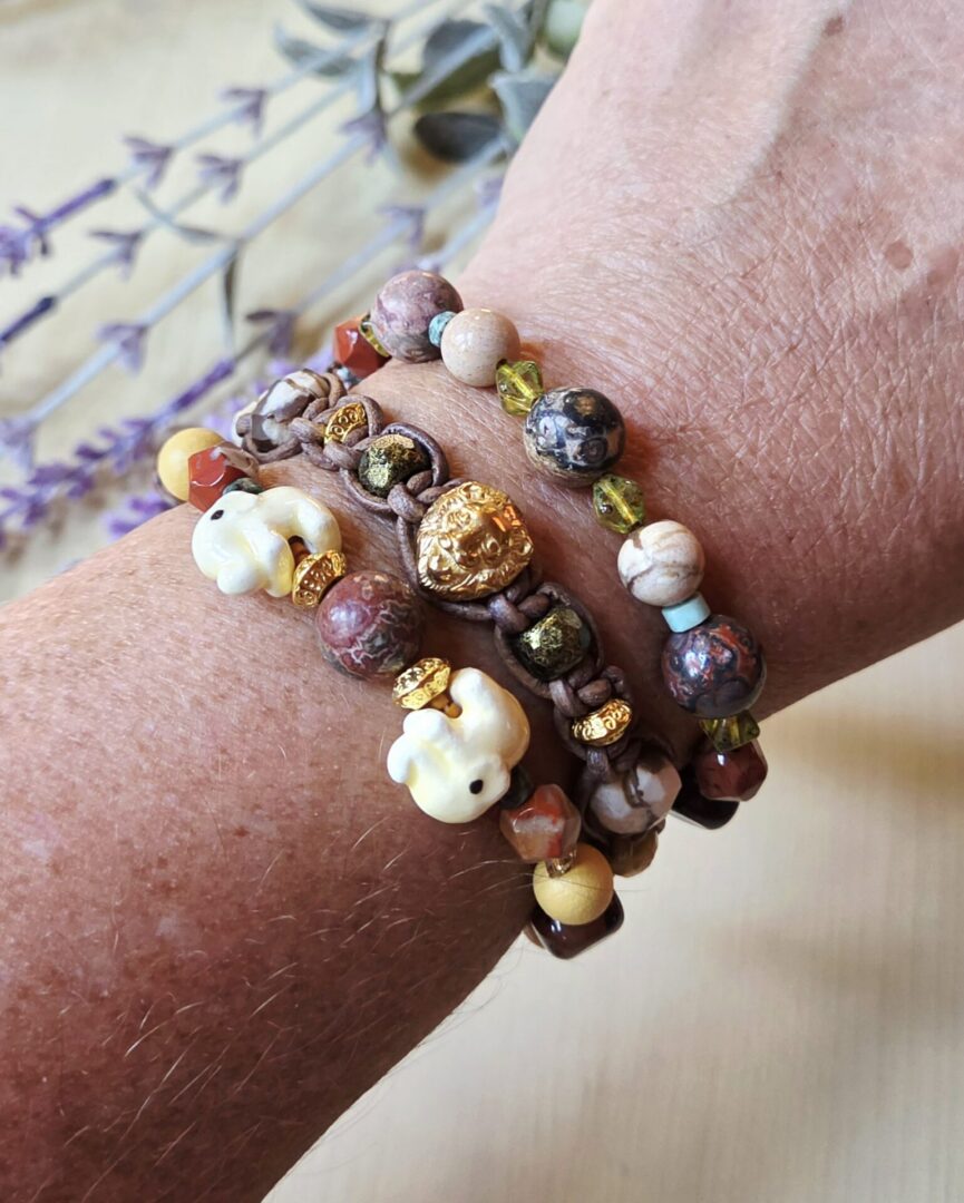 Ceramic Elephant Gemstone Bracelet | Wildly Gathered Handmade - Image 3