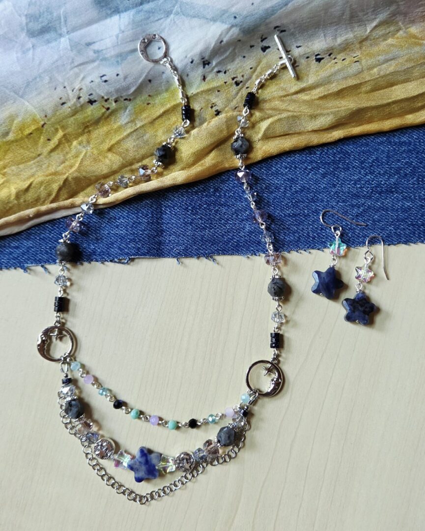 Sodalite Gemstone Star Earrings | Indigo Dusk - Image 4