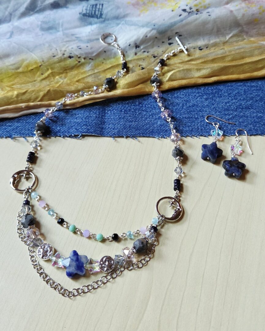 Sodalite Gemstone Star Earrings | Indigo Dusk - Image 3