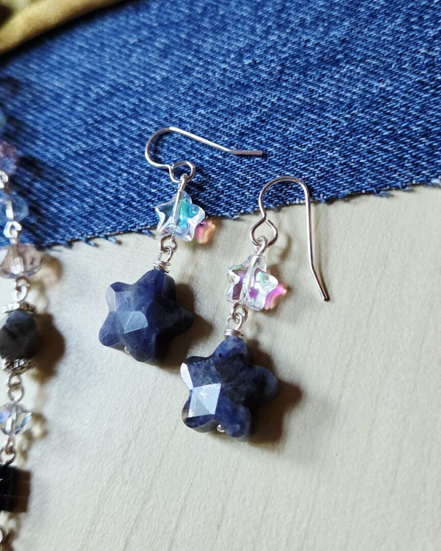 Sodalite Gemstone Star Earrings | Indigo Dusk - Image 2