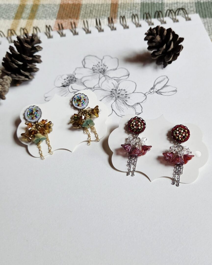 Floral Dangle Earrings with Swarovski Crystals | Autumn Mix - Image 3