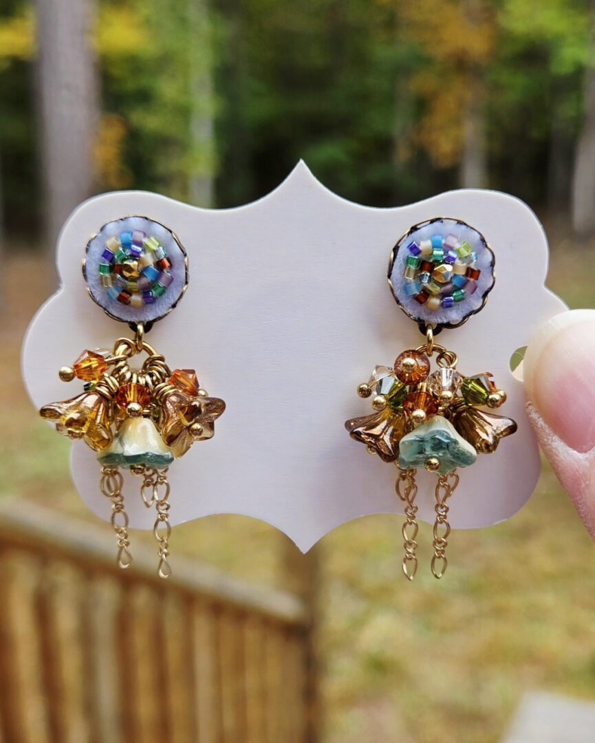 Floral Dangle Earrings with Swarovski Crystals | Autumn Mix - Image 2